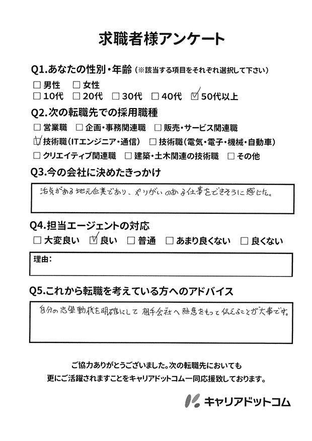 求職者様アンケート４（2016年10月）