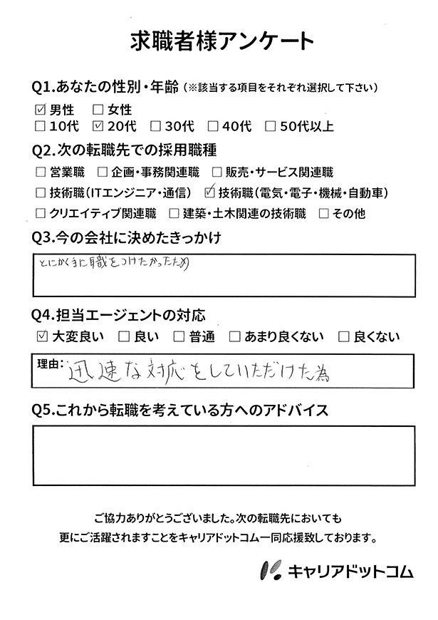 求職者様アンケート６（2016年11月）